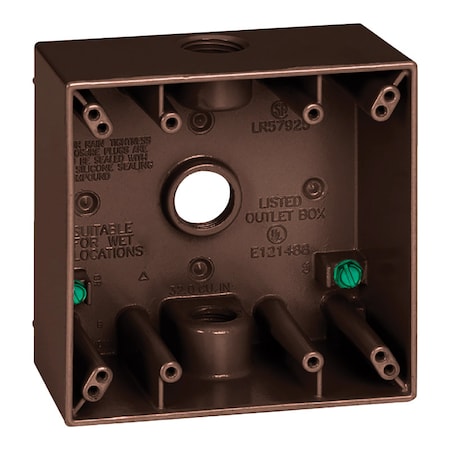 Sigma Engineered Solutions Electrical Box, Outlet Box Type, 2 Gangs, Die-Cast Metal 14350BR